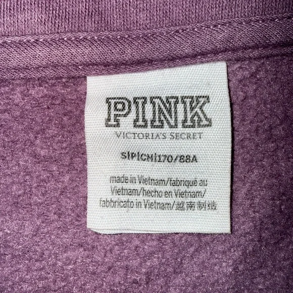 Victoria’s Secret PINK Half Zip Pullover Sweatshirt Graphic Mauve Womens - Picture 9 of 10